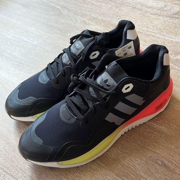 Adidas Originals ZX Alkyne Men Size US 12.5 Core Black/Orange/Neon FX6249 - Picture 2 of 9